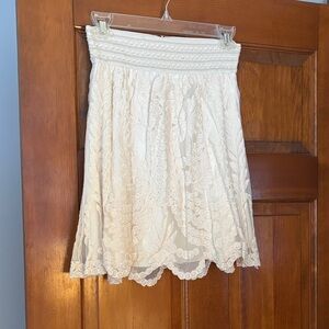 Chic Cream Lace Midi Skirt